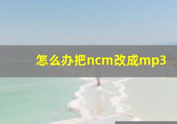 怎么办把ncm改成mp3