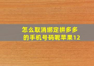 怎么取消绑定拼多多的手机号码呢苹果12