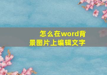 怎么在word背景图片上编辑文字