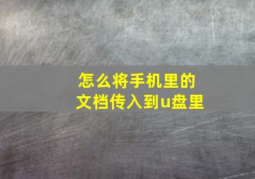 怎么将手机里的文档传入到u盘里