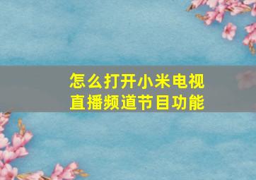 怎么打开小米电视直播频道节目功能