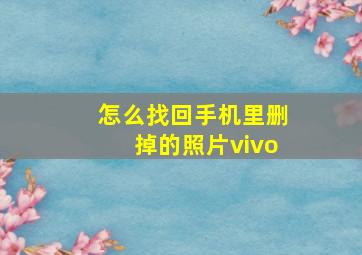 怎么找回手机里删掉的照片vivo