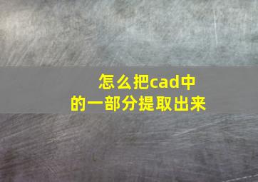 怎么把cad中的一部分提取出来