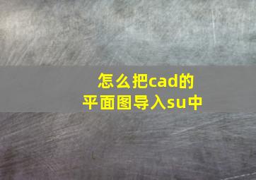 怎么把cad的平面图导入su中