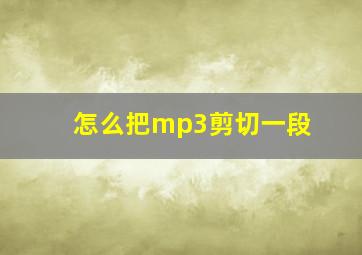 怎么把mp3剪切一段