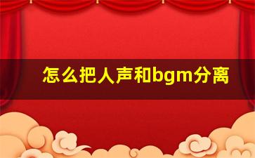 怎么把人声和bgm分离