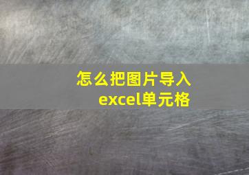 怎么把图片导入excel单元格