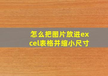 怎么把图片放进excel表格并缩小尺寸