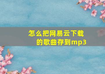 怎么把网易云下载的歌曲存到mp3