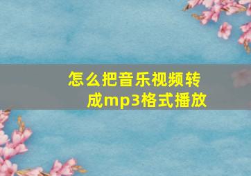 怎么把音乐视频转成mp3格式播放