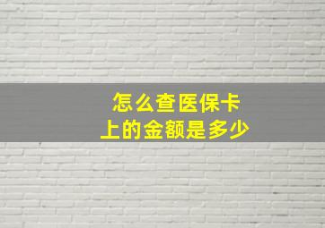 怎么查医保卡上的金额是多少