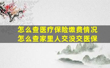 怎么查医疗保险缴费情况怎么查家里人交没交医保