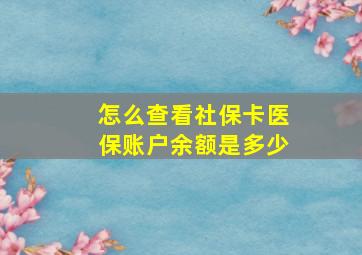 怎么查看社保卡医保账户余额是多少