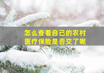 怎么查看自己的农村医疗保险是否交了呢