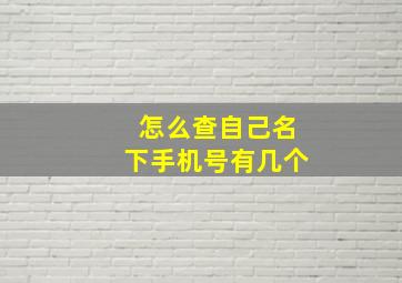 怎么查自己名下手机号有几个