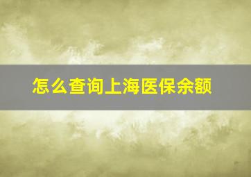 怎么查询上海医保余额