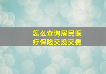 怎么查询居民医疗保险交没交费