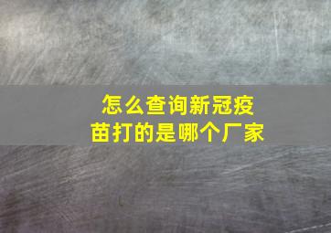 怎么查询新冠疫苗打的是哪个厂家