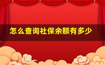 怎么查询社保余额有多少