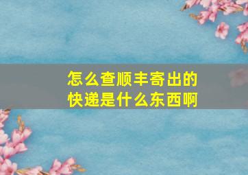 怎么查顺丰寄出的快递是什么东西啊