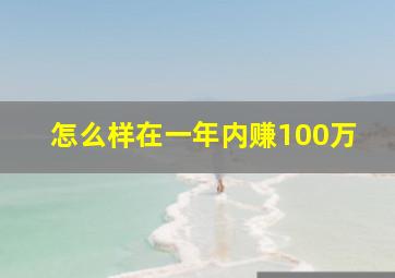 怎么样在一年内赚100万