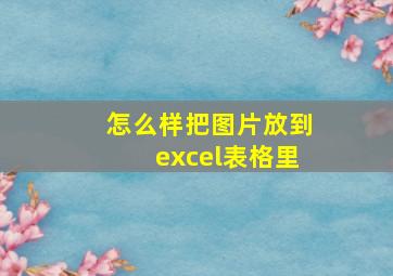 怎么样把图片放到excel表格里