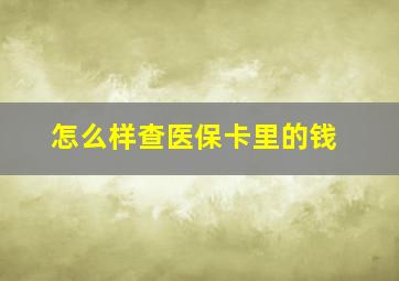 怎么样查医保卡里的钱