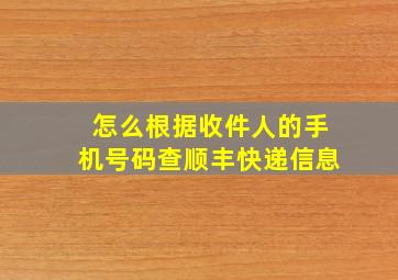 怎么根据收件人的手机号码查顺丰快递信息