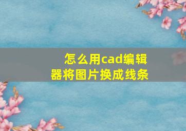 怎么用cad编辑器将图片换成线条