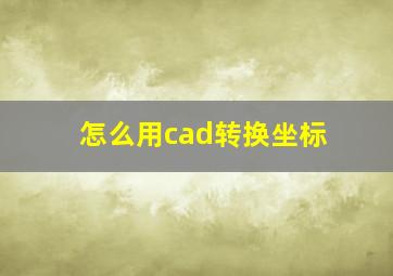 怎么用cad转换坐标