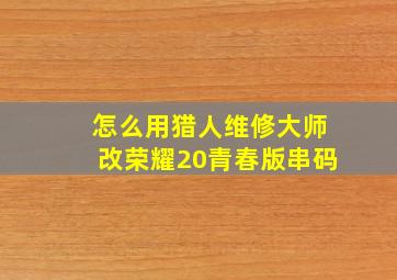 怎么用猎人维修大师改荣耀20青春版串码