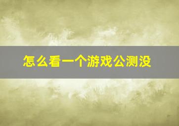 怎么看一个游戏公测没