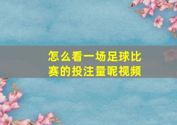 怎么看一场足球比赛的投注量呢视频