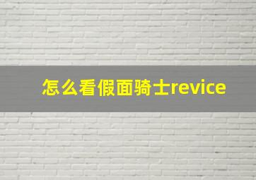 怎么看假面骑士revice