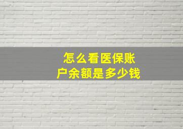 怎么看医保账户余额是多少钱