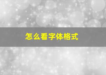 怎么看字体格式