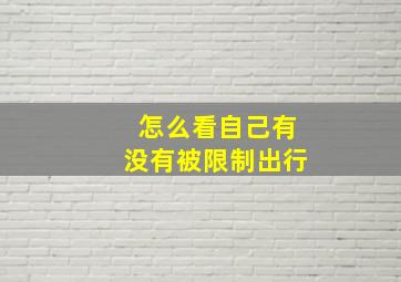 怎么看自己有没有被限制出行