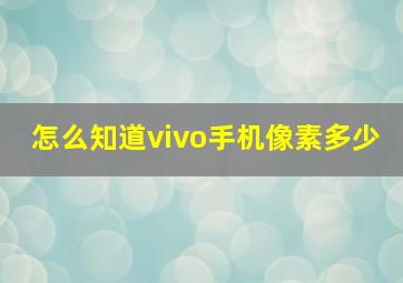 怎么知道vivo手机像素多少