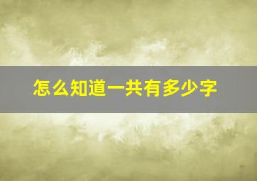 怎么知道一共有多少字