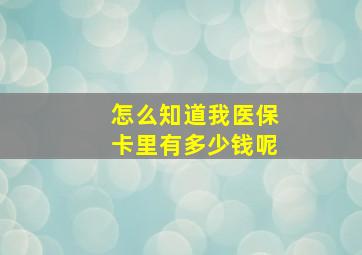 怎么知道我医保卡里有多少钱呢