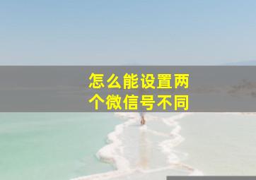 怎么能设置两个微信号不同