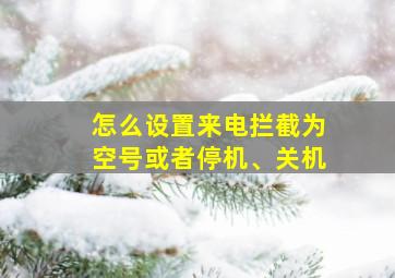 怎么设置来电拦截为空号或者停机、关机