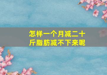 怎样一个月减二十斤脂肪减不下来呢