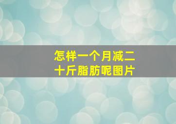 怎样一个月减二十斤脂肪呢图片