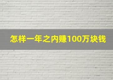 怎样一年之内赚100万块钱