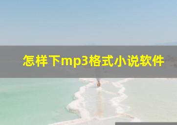 怎样下mp3格式小说软件