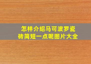 怎样介绍马可波罗瓷砖简短一点呢图片大全