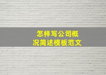 怎样写公司概况简述模板范文