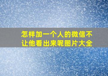 怎样加一个人的微信不让他看出来呢图片大全