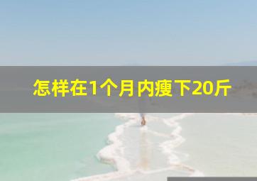 怎样在1个月内瘦下20斤